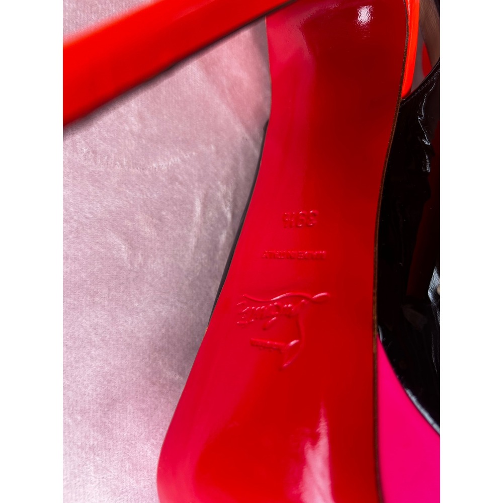 Christian Louboutin Lady Peep Sling‎ Women's Size 9.5 Black Rose Matador - Picture 10 of 12